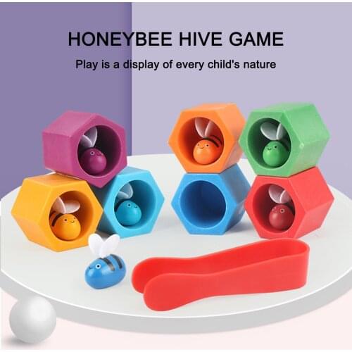 Toddler Fine Motor Skills Toys Bee to Hive Matching Game Wooden Color Sorting Toy for Toddler Montessori Preschool Learning Toys