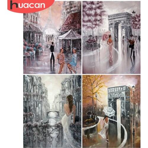 HUACAN Oil Painting By Number Girl Hand Painted Paintings Art Gift DIY Pictures By Numbers Street Drawing On Canvas Home Decor