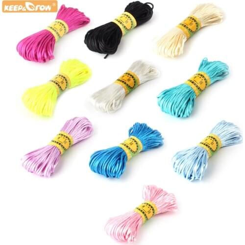 Keep&Grow 20M Soft Nylon Satin MultiColor Cord Solid Rope For DIY Baby Silicone Teething Beads Necklace Baby Teethers