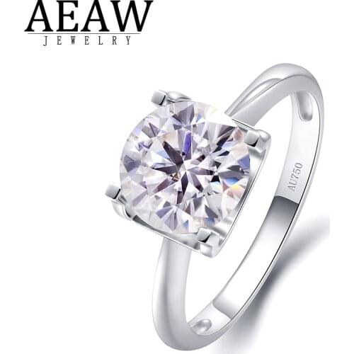 3.0carat 9.0mm DEF Color Round Brilliant Cut Moissanite Engagement Ring Solarite Ring Real 14k White Gold for Women Certificated