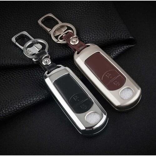 Zinc Alloy Leather Car Remote Key Case Cover For Mazda 2 3 6 Axela Atenza CX-5 CX5 CX-7 CX-9 2014 2015 2016 2017