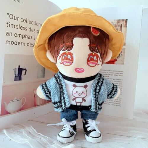 20cm idol Plush Doll Yellow Hat Sweater Suit Body-Shape Doll Accessories Birthday Present Replaceable Clothes Toys Gift