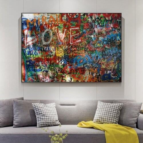 Lennon Wall Graffiti Poster Canvas Prints Abstract Love Wall Art Pictures Cuadros for Living Room Decor No Frame