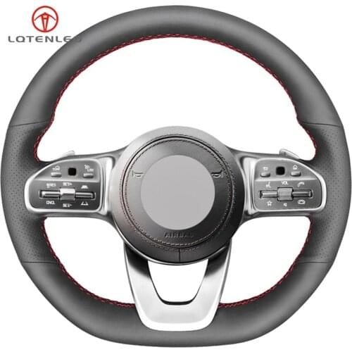 LQTENLEO Black Genuine Leather Car Steering Wheel Cover For Mercedes-Benz A-Class W177 C-Class W205 E-Class W213 S-Class W222