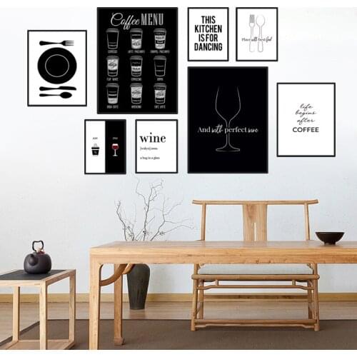 Minimalist Black White Knife And Fork Art Canvas Painting Print Kitchenware Poster Wall Pictures For Dining Hall Home Decor TB55