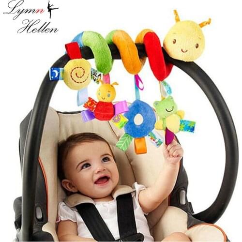 Soft Plush Crib Stroller Revolves Hanging Rattles Toy Baby Infant Appease Stuffed Animal BB Device Rattles Toy With Sound Paper
