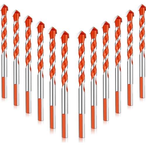 12 Pieces Hand Drill Bit Set Triangular Handle Multifunctional Drill Bits Punching Drill Bits Set For,Brick,Glass,6 Mm