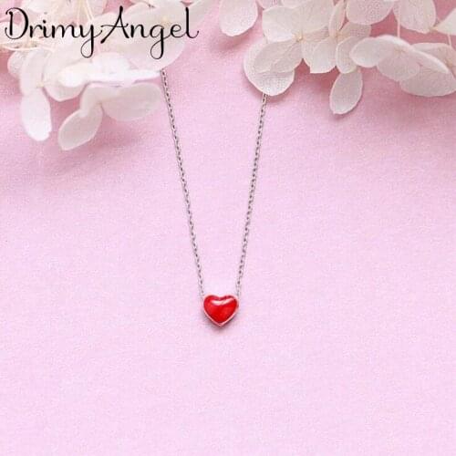 New Trendy Silver Color Red Heart Necklaces for Women Jewelry Statement Necklaces Party Gifts