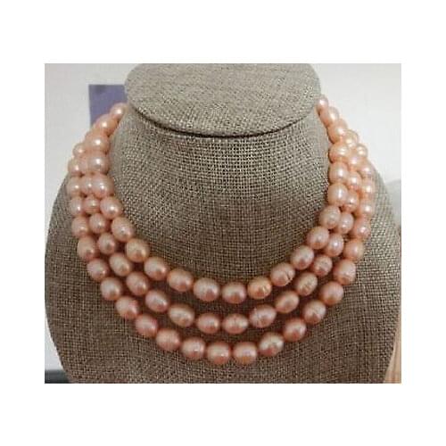Huge 9-10mm natural south sea pink pearl necklace 49 Inch white fish shape