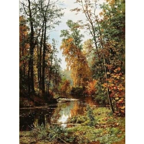 Park Autumn woods scenery Top Quality Cross Stitch Kits 14CT Unprinted Counted Sewing kit Embroidered Art Handmade Home Decor