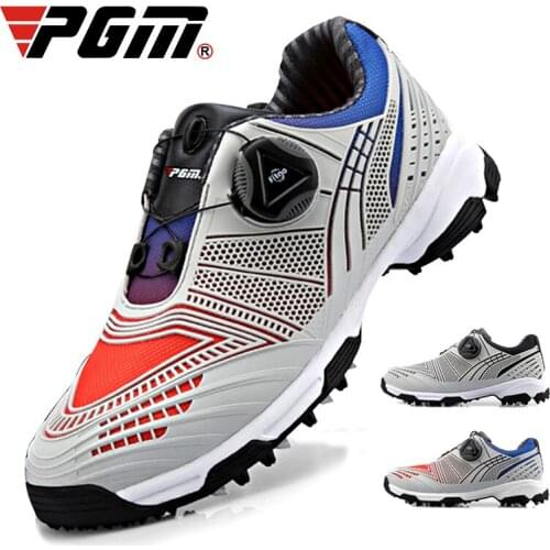 PGM New Golf Shoes Boys Girls Waterproof Sneakers Breathable Rotating Laces Anti-slip Shoes Double Patent Training Shoes
