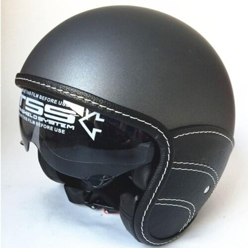 Half Leather Gray Retro Motorcycle Helmet 3/4 Open Face Helmet Chopper Vintage Helmet Casco Moto Capacete Motocross Casque Xs