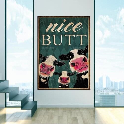 Dairy Cow Lovers Pretty Butt Poster Farmer Agriculture Poster Home Decoration Bathroom Toilet Poster