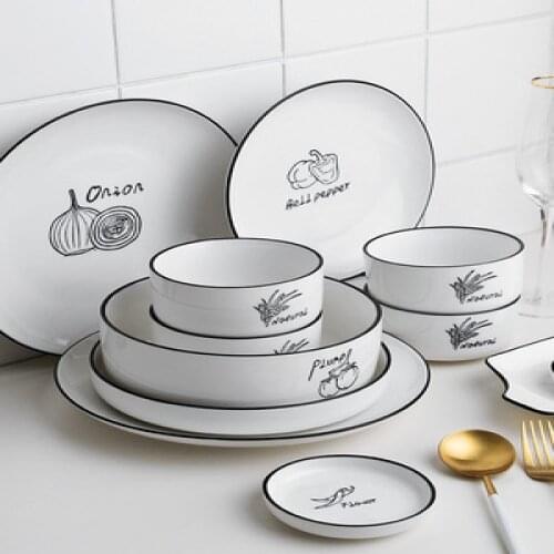 Simple Creative Nordic Ceramic Tableware Set dinner plate soup plate salad plate bowl fish plate tableware hand-painted