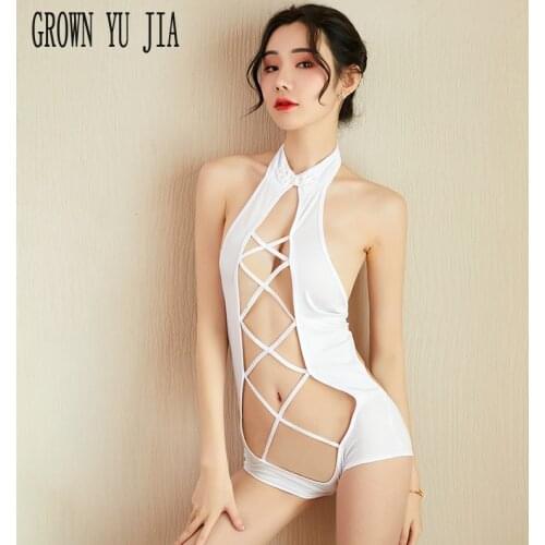 Sexy Womens Open Bra Backless Cheongsam Dress Porno Bandage Bodysuits Erotic Qipao Lingerie Hot Babydoll Clothes for Sex Play