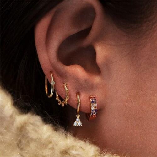 Yobest 2020 New Fashion Geometric Crystal Stud Earrings Set Gold Color Earrings for Women Jewelry Accessories