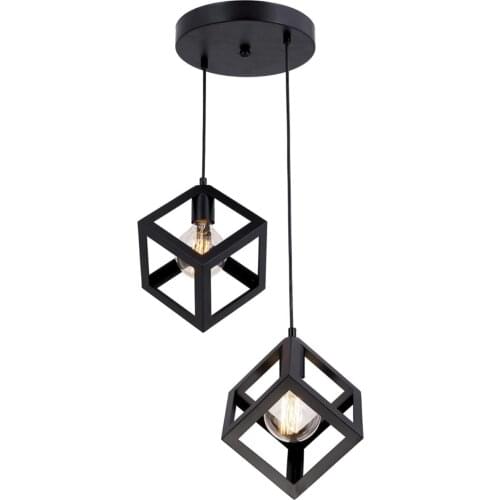 Modern Design 2 Piece Cube Black Pendant Lamp Chandelier