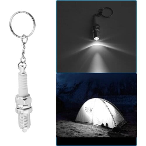 Hot Sale 1PCS Car Key Chains Key Ring Case Unisex Novelty LED Light Spark Plug Mini Outside Keychain Pendent Accessories