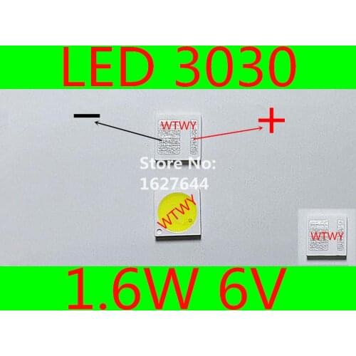 100pcs AOT LED 3030 LED TV Backlight High Power 1.6W 6V 100LM LED Backlight Cool white For LED LCD TV Backlight Application
