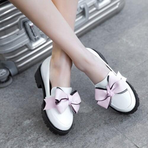 Big Size platform heels women shoes woman pumps ladies Simple bow-knotted womens shoes, overshoes and single shoes