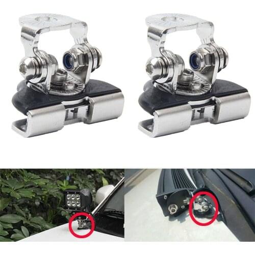 Stainless Universal Hood Mounting Brackets Engine Cover Bonnet Mount Car Auto Truck Saloon ATV SUV Led Work Driving Light Bar