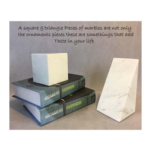 YILUNXI Modern Nordic Geometric Marble Minimalist Bookend Study Room Decoration Cube Triangle Book Back