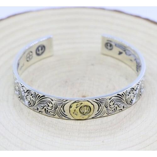 Punk Style S925 Sterling Silver Takahashi Goro Eagle Pattern Male And Female Retro Thai Silver Fashion Jewelry Open Ended Bangle