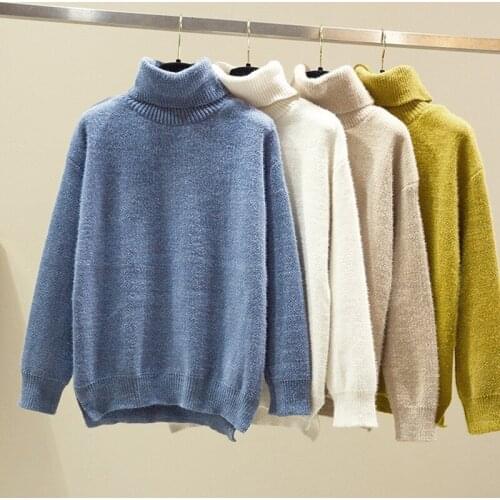 Turtleneck Padded Sweater women Outer Wear New Autumn Winter Knitted Pullover Sweater Female Fashion Casual Warm Sweaters Ladies