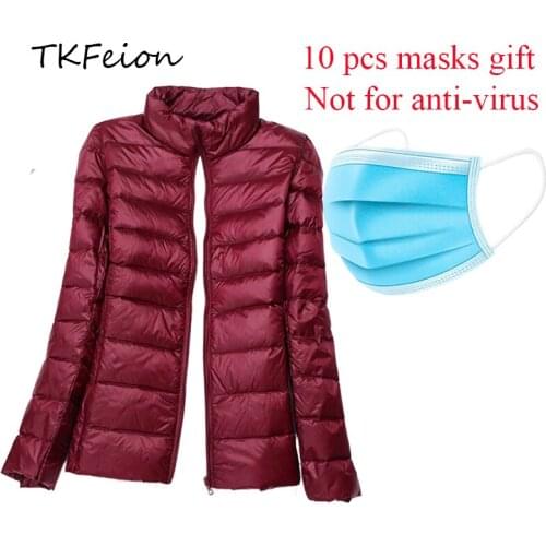 Womens Coat Jacket Light Ultra-thin Style 2020 Autumn Winter Female Slim Short Overcoat Warm Duck Down Filler Plus 5XL 6XL 7XL