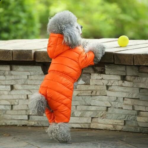 Winter Warm Down Dog Coats Jackets Pet Dogs Costume Puppy Light-weight Four Legs Hoodie Clothes Outfit For Teddy Bear Cat Ski