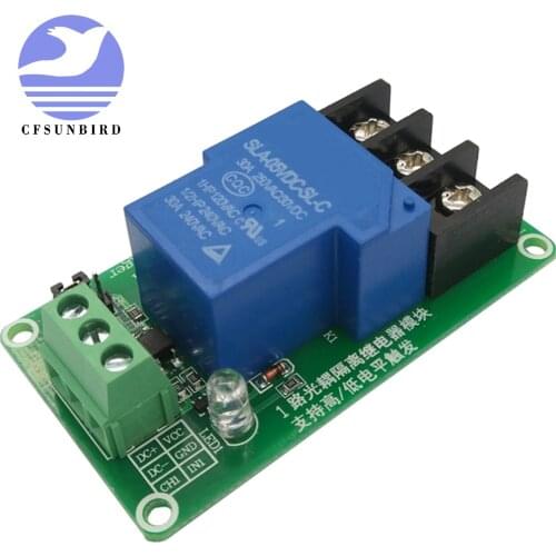 10PCS four 1 channel relay module 30A with optocoupler isolation 5v 12v 24v supports high and low Triger trigger for Smart home