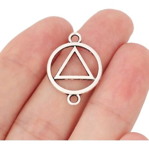 30 x Silver Color AA Alcoholics Anonymous Recovery Sobriety Triangle Symbol Connector Charms for Bracelet Jewelry Making 26x19mm