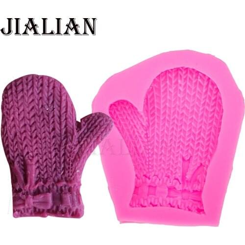 3D christmas decorations woolen gloves soap mold chocolate Party DIY fondant baking cake decorating tools silicone mold T0084