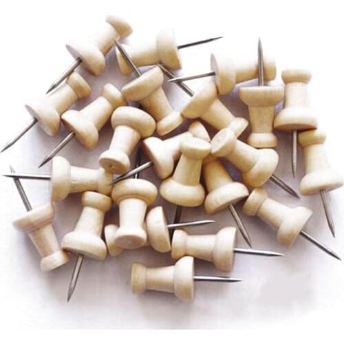 50pcs/lot Wooden Thumb Tack Map Markers Pin Pushpin Decorative Cork Board Photo Wall Thumbtacks For Home Office School Supplies