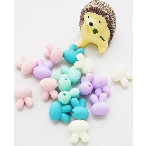 Chenkai 50PCS BPA Free Silicone Rabbit Beads Baby Chewable Soothing Teething Beads For Infant Pacifier Bracelet Necklace Chain