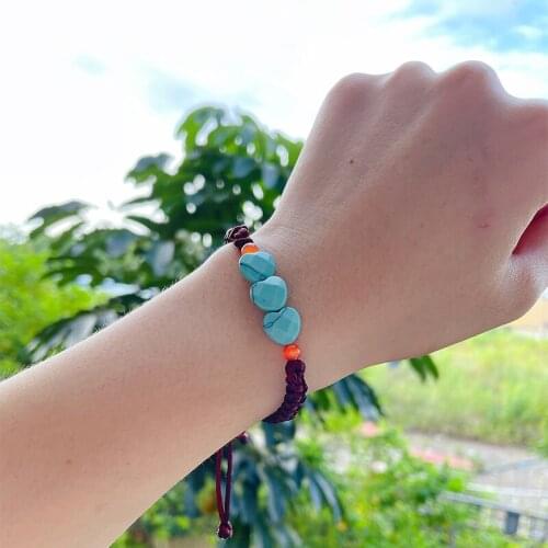 4Unik Turquoise Heart Beaded Bracelets Natural Stones String Friendship Bracelets Femme Bohemian Cute Simple Vegan Bracelet Gift