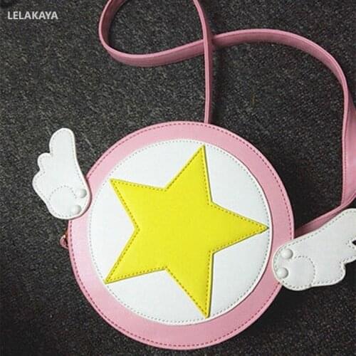 Card Captor Sakura Crossbody Bag Kinomoto Anime Action Figure Printed Wings Star Girls Shoulder Bag Handbag Mini Pocket Bag