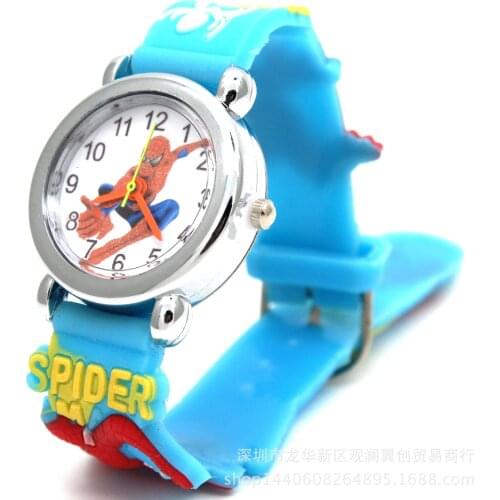 Marvel Movie Animation 3D cartoon Spiderman childrens watch student cartoon silicone quartz watch childrens birthday gift