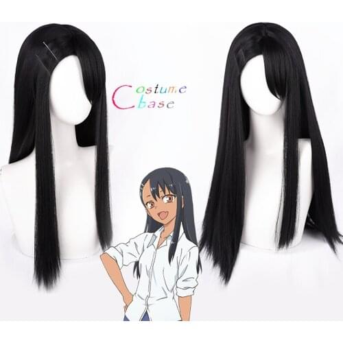 Anime IJIRANAIDE NAGATORO SAN Nagatoro Hayase Cosplay Long Black Wig Heat Resistant Synthetic Hair Halloween Party+ Free Wig Cap