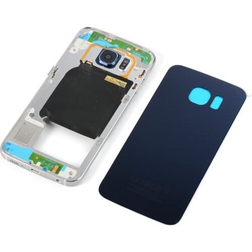 For Samsung Galaxy S6 Edge SM-G925 G9250F G925T G925A G925P Housing Battery Back Cover Glass+Metal Middle Frame Bezel Cover