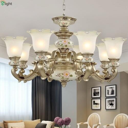 Europe Lustre Resin Led Chandeliers Lighting Glass Living Room Led Pendant Chandelier Lights Dining Room Hanging Light Fixtures