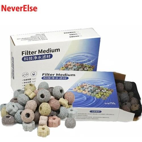 750g Aquarium Fish Tank Filter Media Activated Carbon Ceramic Ring Biological Ball With Filter Bag Aquarium Filter Accessories