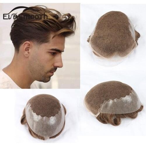 France Lace Men Toupee Real Male Wig Human Hair Toupee Men Remy Hair Replacement System Skin PU Lace Wig Mens Toupee