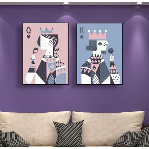 Nordic Geometric Abstract Poker Canvas Painting Hotel Decorative Painting Bed room Painting Canvas Wall Posrer for home