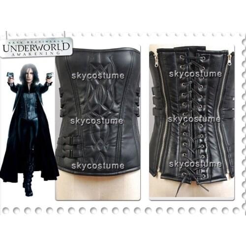Movie Underworld 4 Awakening Selene Pleather Corset Costume Cosplay For Adult Women