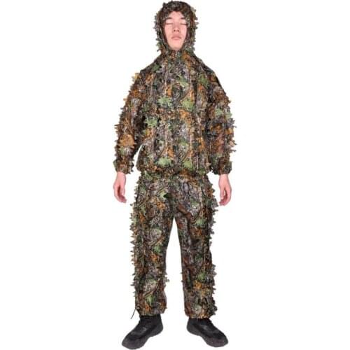 Ghillie Suits 3D Leaves Hunting Clothes Bionic Yowie sniper birdwatch airsoft Camouflage Clothing jacket and pants 2019 New