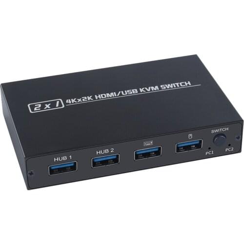 2X1 4Kx2K HDMI/USB KVM Switch,2-Port USB Keyboard,Mouse and Printer Sharing 4K@30HZ HDMI KVM Switch 2 Into 1