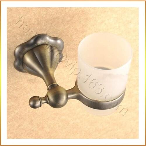 L15611 - Luxury Brass Tumbler Holder Wall Mounted Bronze Holder with Glass