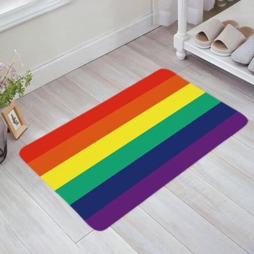 Stripes Colorful Rainbow Flag Lgbt Doormat Non-slip Rug Soft Bath Mats Bathroom Supplies Carpet Living Room