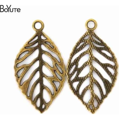 BoYuTe (60 Pieces/Lot) 44*26MM Alloy Leaf Filigree Wraps Connectors Charms for Jewelry Making Diy Earing Jewelry Accessories